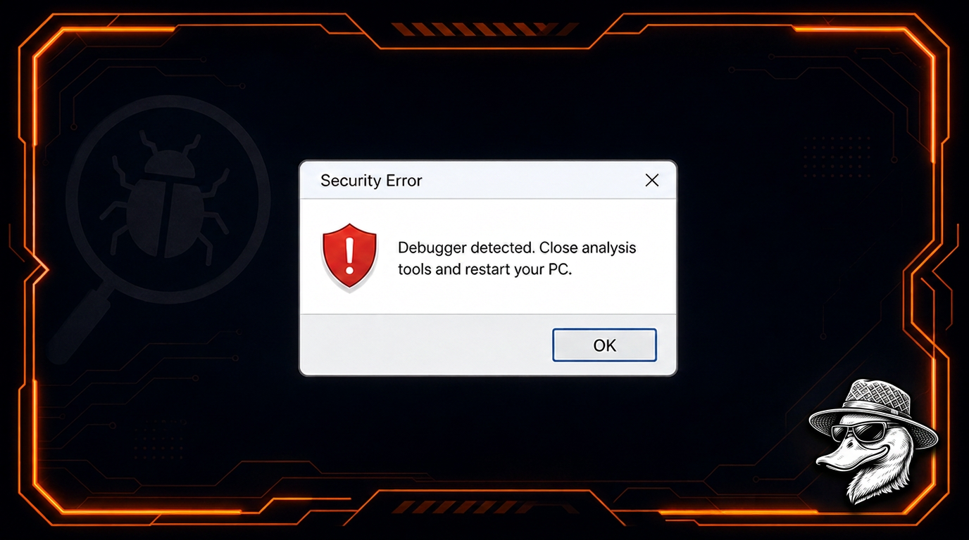 Exemplo do erro: Debugger Detected