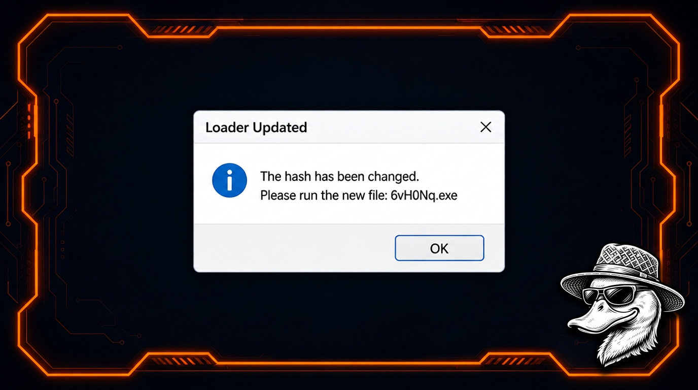 Exemplo do erro: Hash Change